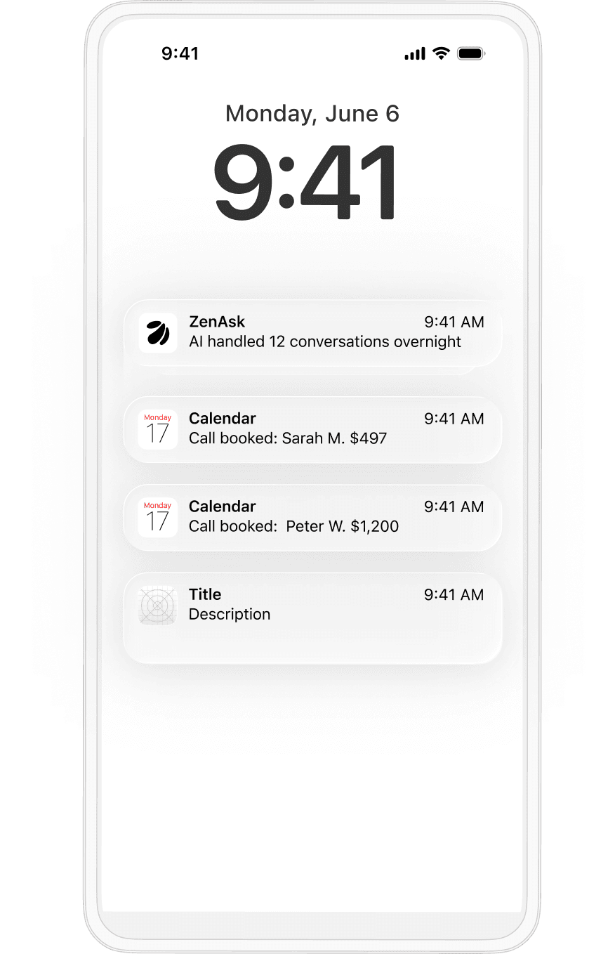 Phone with ZenAsk notifications